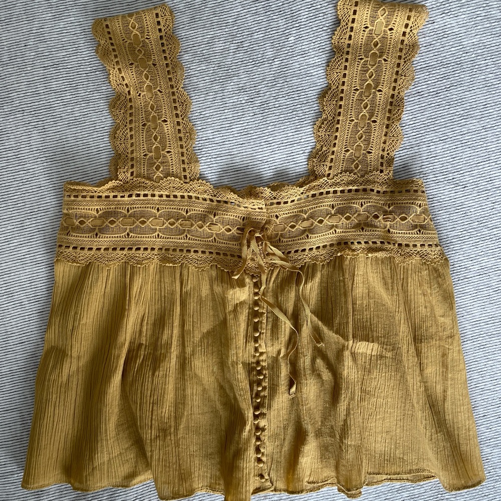 Doen Vera Top Tank Cami Wheat Yellow Gold Size Small